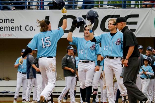 St. Cloud Rox celebrate Jack Winkler's home run