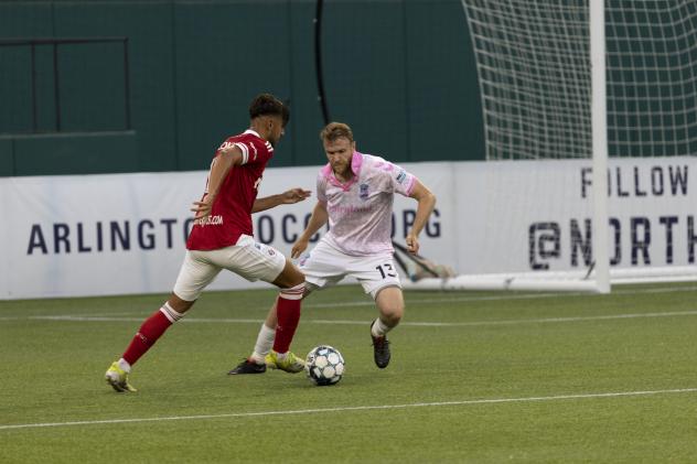 Forward Madison FC defender Connor Tobin (right) vs. North Texas SC