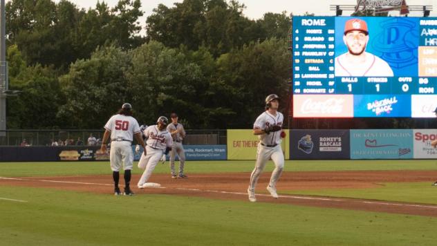 Rome Braves circle the bases after a home run