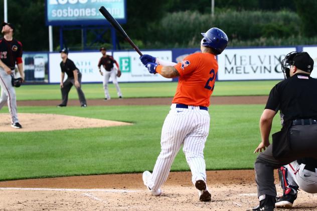 Cheslor Cuthbert hit two home runs for the Syracuse Mets in game two of Wednesday's doubleheader