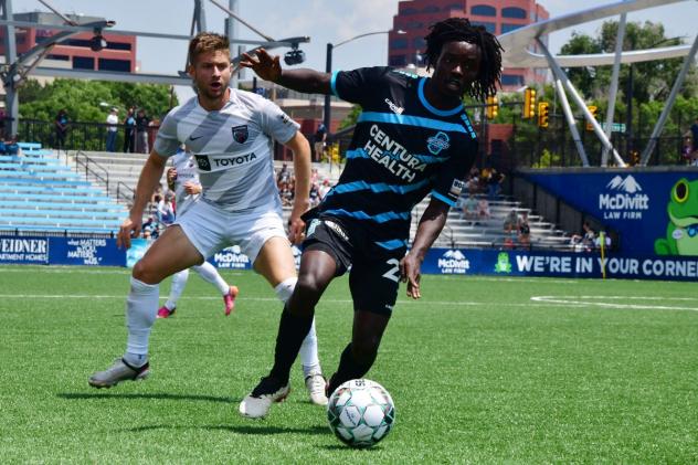 Colorado Springs Switchbacks FC midfielder Phillip Mayaka vs. San Antonio FC
