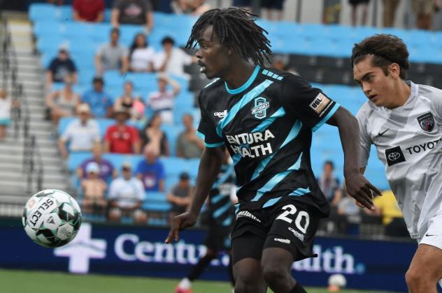Colorado Springs Switchbacks FC midfielder Phillip Mayaka vs. San Antonio FC