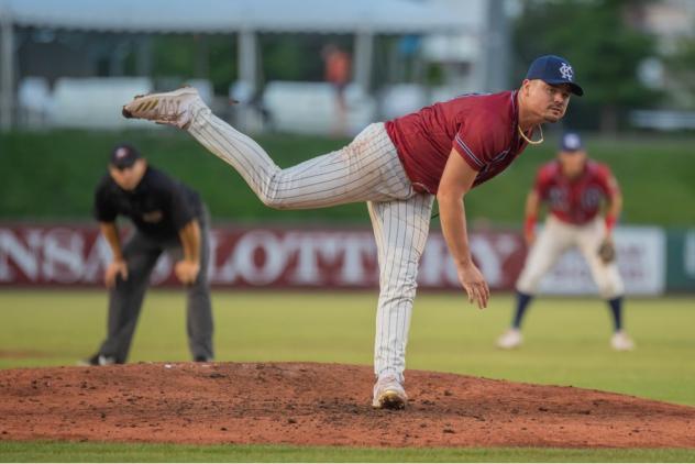 Nick Travieso of the Kansas City Monarchs delivers a pitch against Kane County