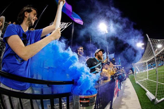 Colorado Springs Switchbacks FC fans cheer on the team vs. Louisville City FC