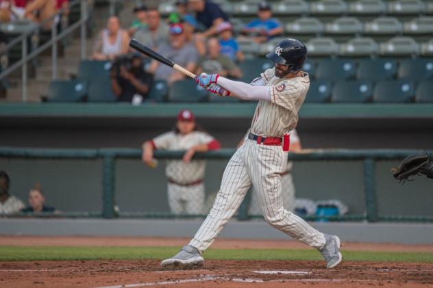 Will Kengor drives his first of two home runs of the game for the Kansas City Monarchs