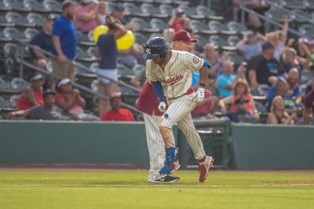 Charcer Burks of the Kansas City Monarchs rounds third after his second home run of the season