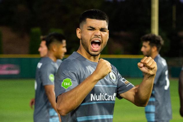 Tacoma Defiance reacts after a win against San Diego Loyal SC