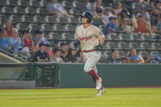 Morgan McCullough rounds the bases after a solo home run against the Chicago Dogs in the 5-2 win for the Kansas City Monarchs