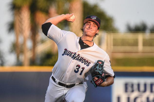 Pensacola Blue Wahoos pitcher Kyle Nicolas vs. the Montgomery Biscuits