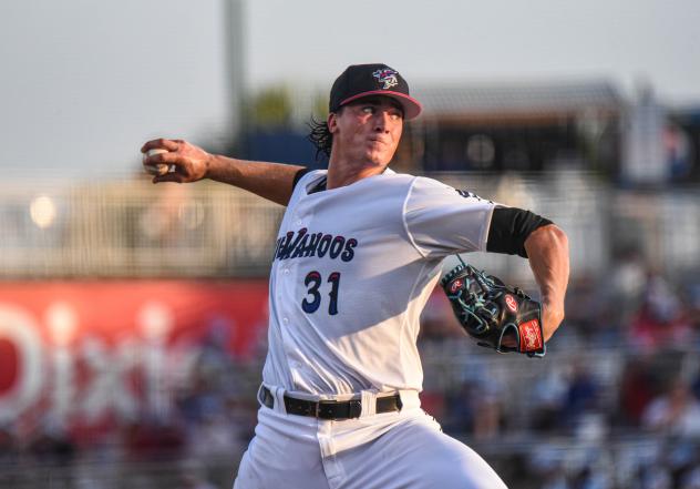 Pensacola Blue Wahoos pitcher Kyle Nicolas vs. the Montgomery Biscuits