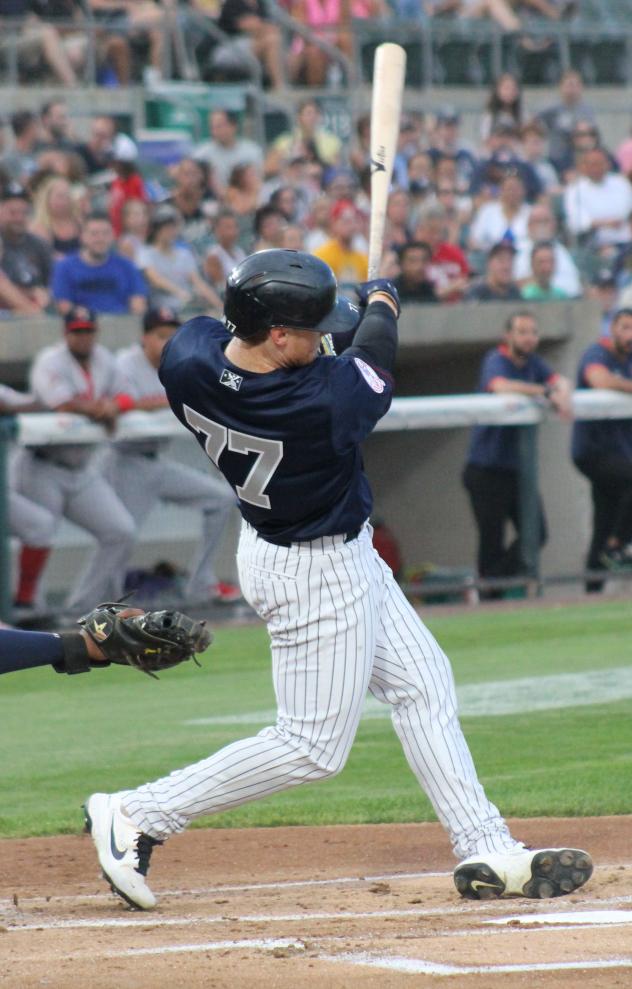 Clint Frazier takes a big swing for the Somerset Patriots