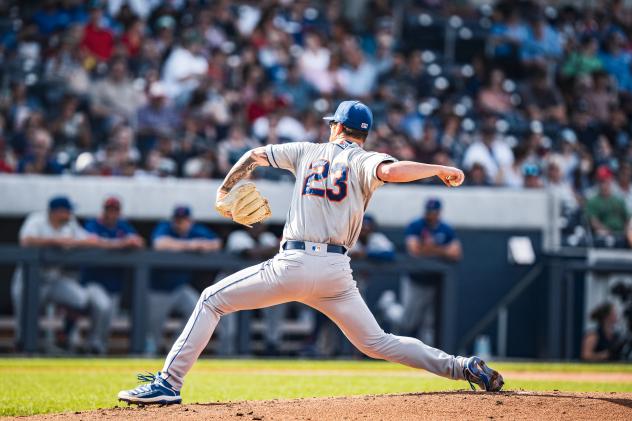 Syracuse Mets starting pitcher Adam Oller struck out a career-high 13 batters