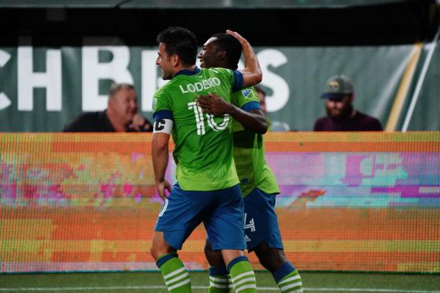 Seattle Sounders FC celebrate a goal