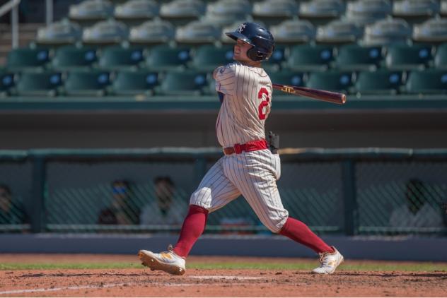 Morgan McCullough of the Kansas City Monarchs hits the game winning walk off two RBI double against the Milwaukee Milkmen
