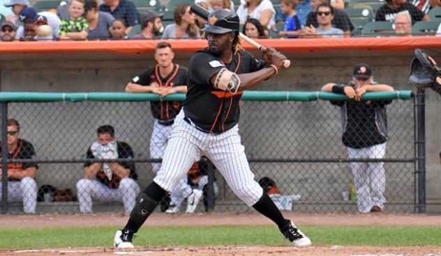 Vladimir Frias at bat for the Long Island Ducks