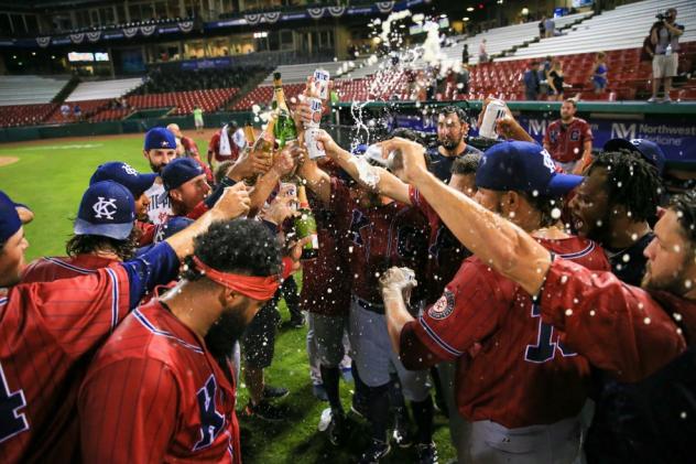 The Kansas City Monarchs celebrate the American Association Southern Division regular season title
