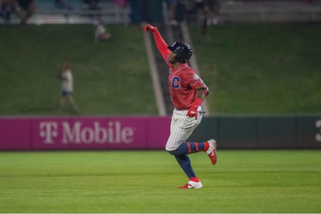 Ibandel Isabel of the Kansas City Monarchs rounds the bases after a home run