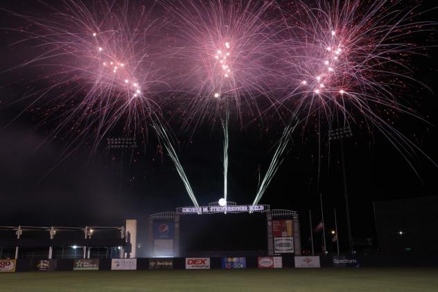 Fireworks over George M. Steinbrenner Field, home of the Tampa Tarpons