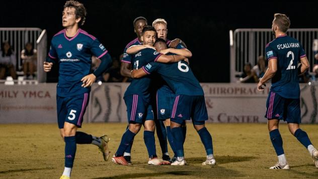 South Georgia Tormenta FC celebrates a goal against North Texas SC