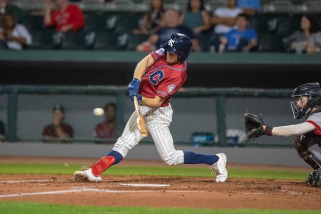 Colin Willis of the Kansas City Monarchs hits a grand slam vs. the Sioux City Explorers