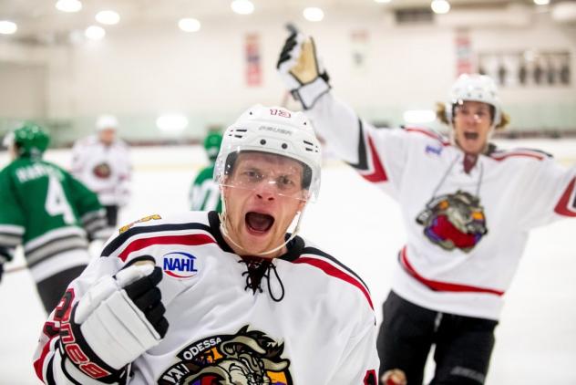 Odessa Jackalopes react after a goal