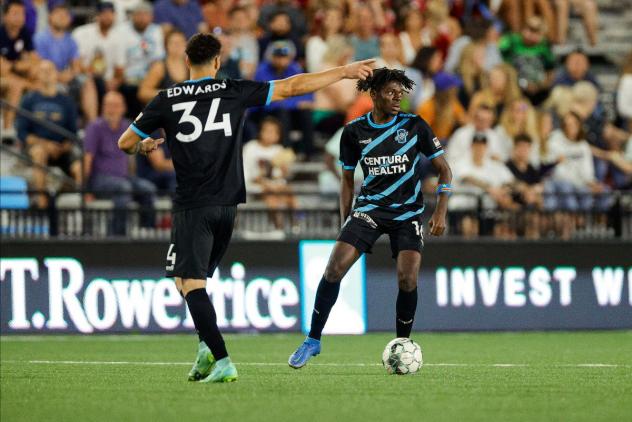 Colorado Springs Switchbacks FC defender Michael Edwards and midfielder Beverly Makangila vs. El Paso Locomotive FC