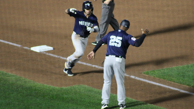 Jesus Bastidas of the Somerset Patriots rounds third after a home run