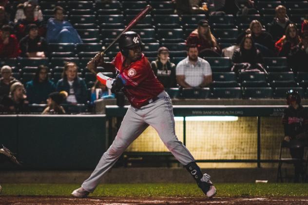 Kansas City Monarchs Gaby Guerrero bats against the Fargo-Moorhead RedHawks