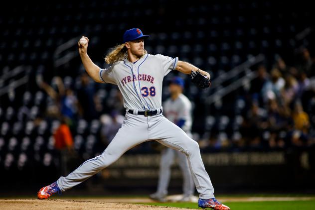 Noah Syndergaard pitched a perfect inning in a Major League rehab assignment with the Syracuse Mets Wednesday