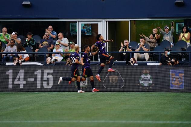 Seattle Sounders FC celebrate a goal