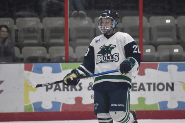 North Iowa Bulls forward Hunter Bulger catches his breath between plays