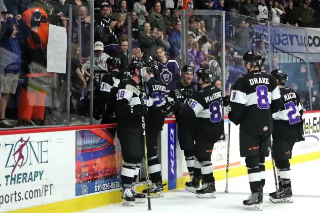 Reading Royals celebrate a goal along the bench