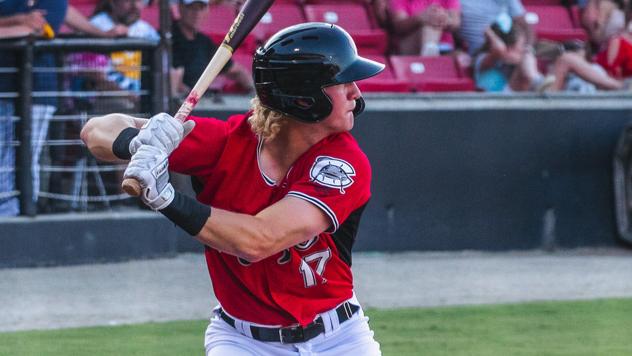 Joey Wiemer at bat for the Carolina Mudcats