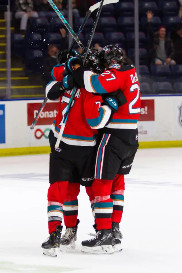 Kelowna Rockets celebrate a goal