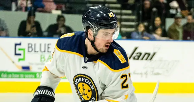 Forward Taylor Ross with the Norfolk Admirals