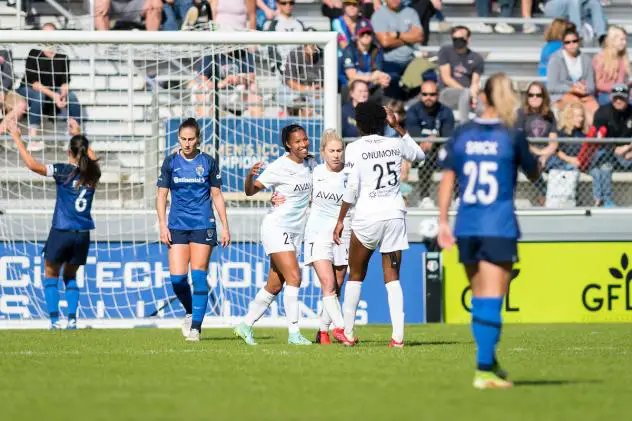 NJ/NY Gotham FC reacts after a goal against the North Carolina Courage
