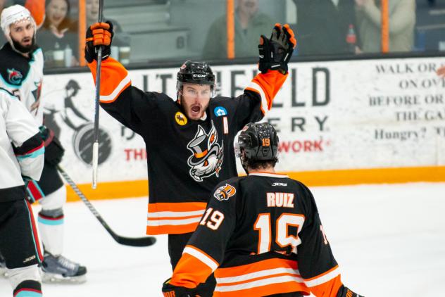 Danbury Hat Tricks celebrate a score