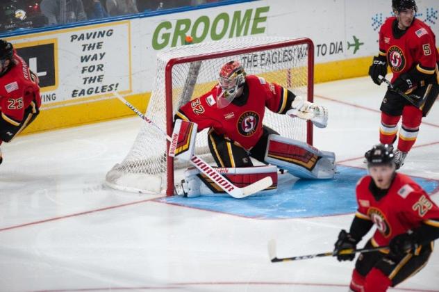 Goaltender Jon Gillies with the Stockton Heat