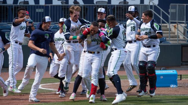 Gwinnett Stripers celebrate a walk-off win