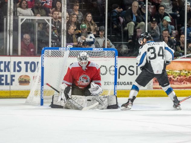 Rapid City Rush goaltender Lukas Parik vs. the Idaho Steelheads