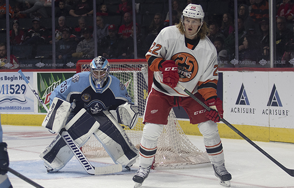 Grand Rapids Griffins center Chase Pearson vs. the Milwaukee Admirals