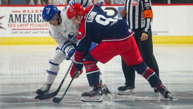 Ryan Lohin of the Allen Americans in the faceoff circle