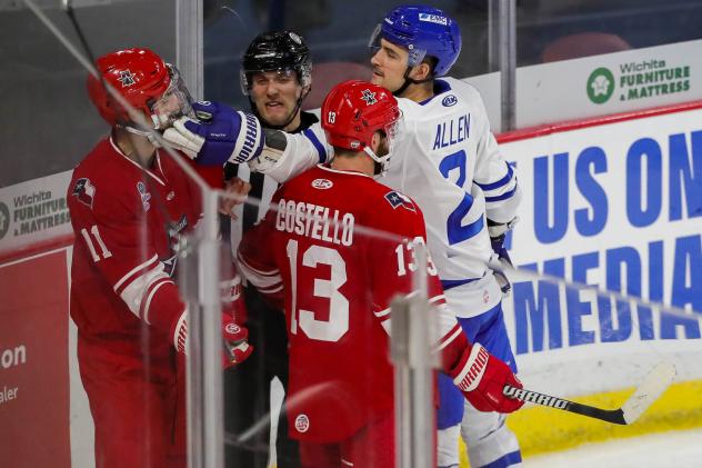 Allen Americans and Wichita Thunder exchange pleasantries
