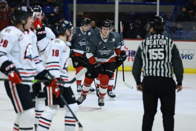 Vancouver Giants defenceman Connor Horning vs. the Portland Winterhawks