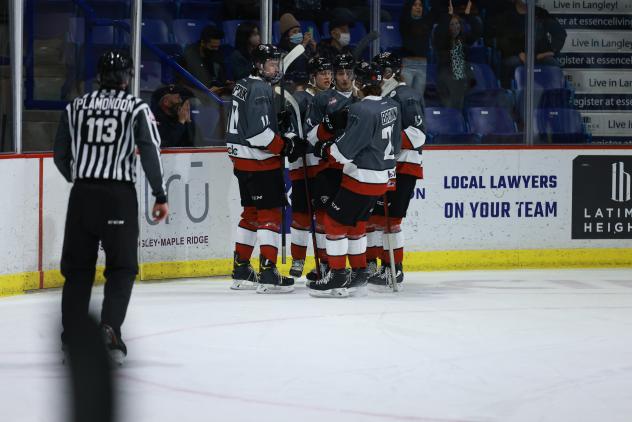 Vancouver Giants celebrate a goal vs. the Portland Winterhawks