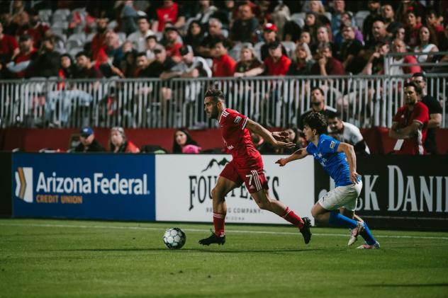 Phoenix Rising FC midfielder Santi Moar vs. the Rio Grande Valley FC Toros