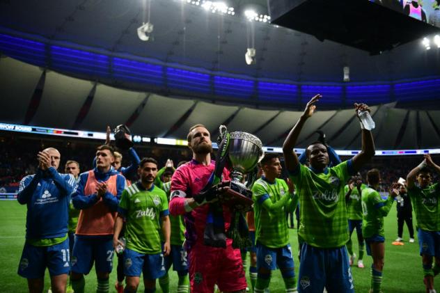Seattle Sounders FC with the Cascadia Cup