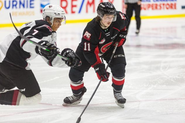 Prince George Cougars right wing Caden Brown vs. the Vancouver Giants