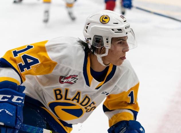 Forward Carter Streek with the Saskatoon Blades