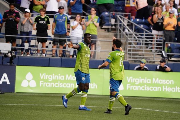Yeimar Gómez Andrade and João Paulo of Seattle Sounders FC